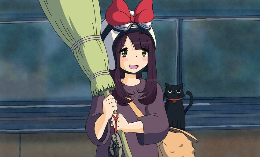 kiki, jiji, and toki ayano (yurucamp and 1 more) drawn by jagi_(jagi_souken)