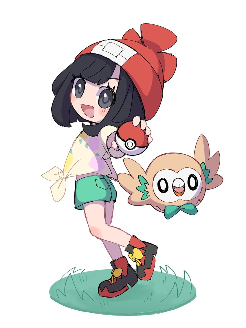 selene and rowlet (pokemon and 1 more) drawn by pitorigoto
