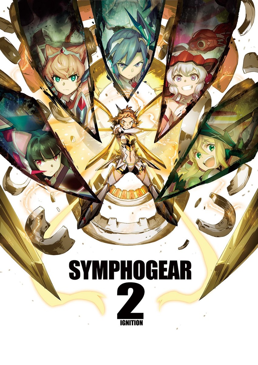 yukine chris, tachibana hibiki, akatsuki kirika, tsukuyomi shirabe, kazanari tsubasa, and 1 more (senki zesshou symphogear) drawn by murakami_hisashi