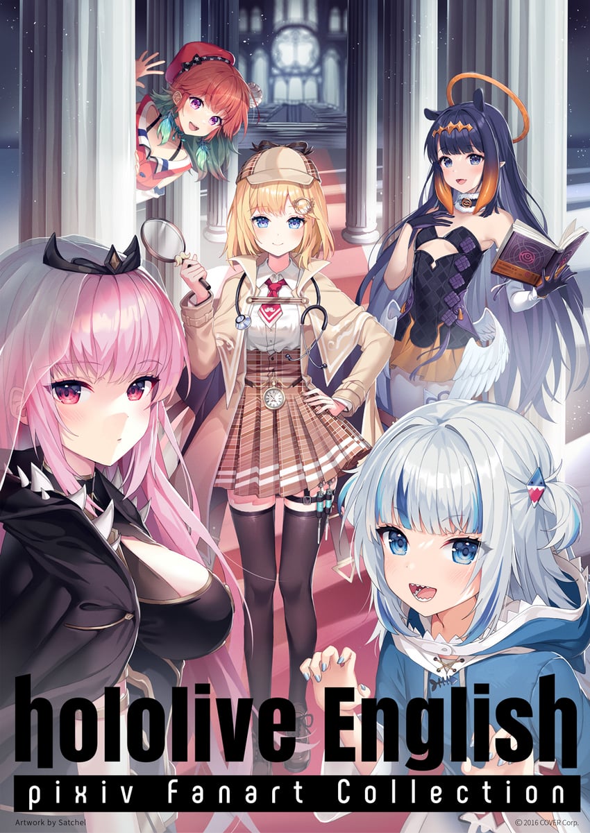 gawr gura, mori calliope, ninomae ina'nis, takanashi kiara, and watson amelia (hololive and 1 more) drawn by satchely