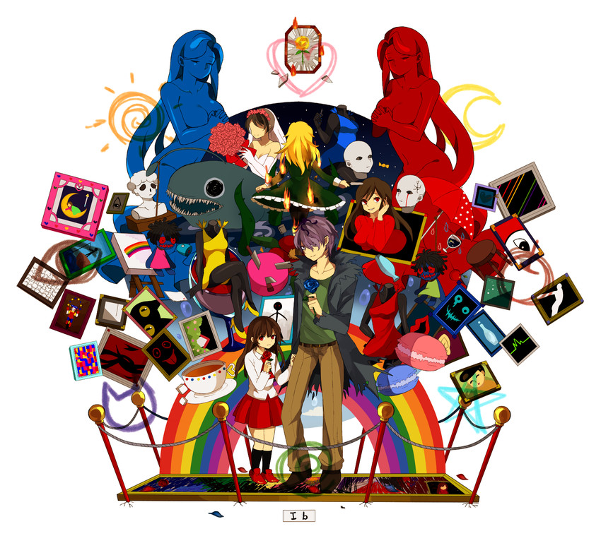 ib, mary, garry, doll, and lady in red (ib) drawn by mikeko_(mikekaka)