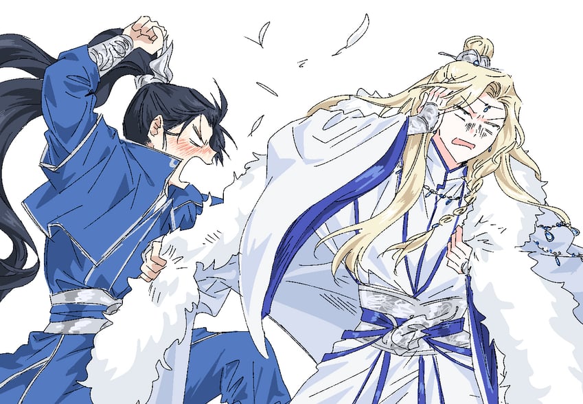 xue meng and mei hanxue (erha he ta de bai mao shizun) drawn by bujang