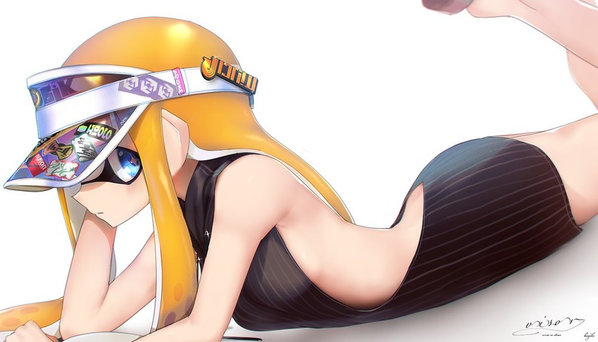 inkling player character and inkling girl (splatoon) drawn by kashu_(hizake)