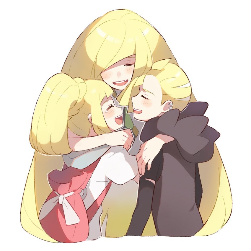 lillie, lusamine, and gladion (pokemon and 1 more) drawn by unapoppo