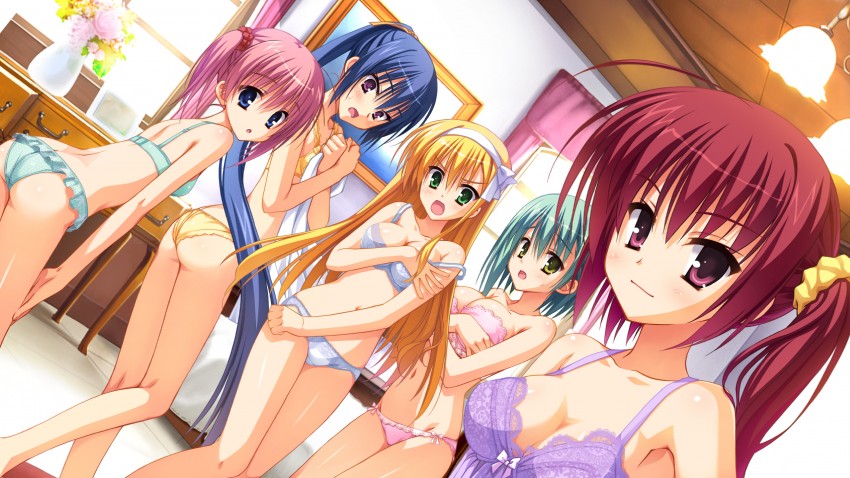 kanemoto akari, tsukiyama sena, sanjou makoto, nagamitsu maya, and kunihiro hinata (noble works) drawn by kobuichi and muririn