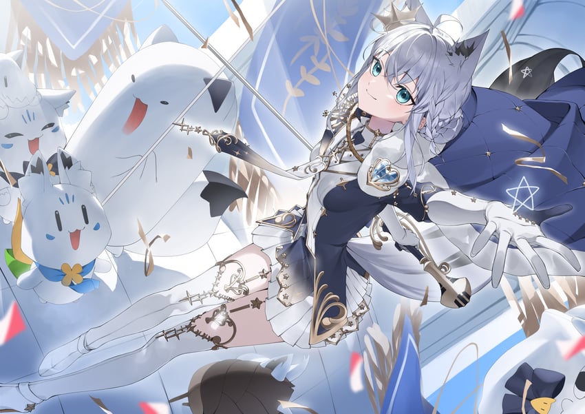shirakami fubuki, sukonbu, miteiru, oruyanke, fubuzilla, and 1 more (hololive) drawn by gang_h