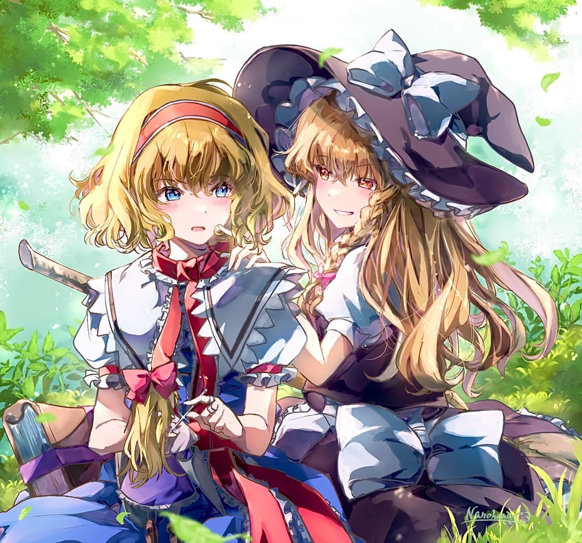 kirisame marisa, alice margatroid, and shanghai doll (touhou) drawn by nanop38