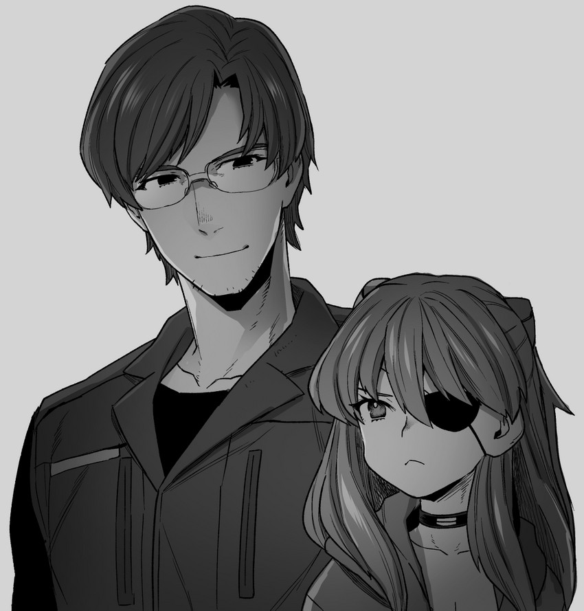souryuu asuka langley and aida kensuke (neon genesis evangelion and 2 more) drawn by yoshiragi