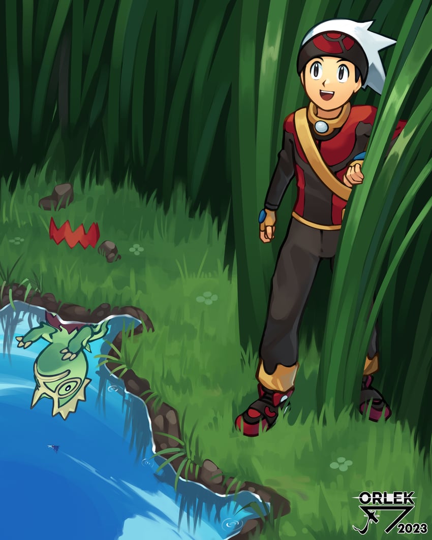 brendan and kecleon (pokemon and 1 more) drawn by orlek