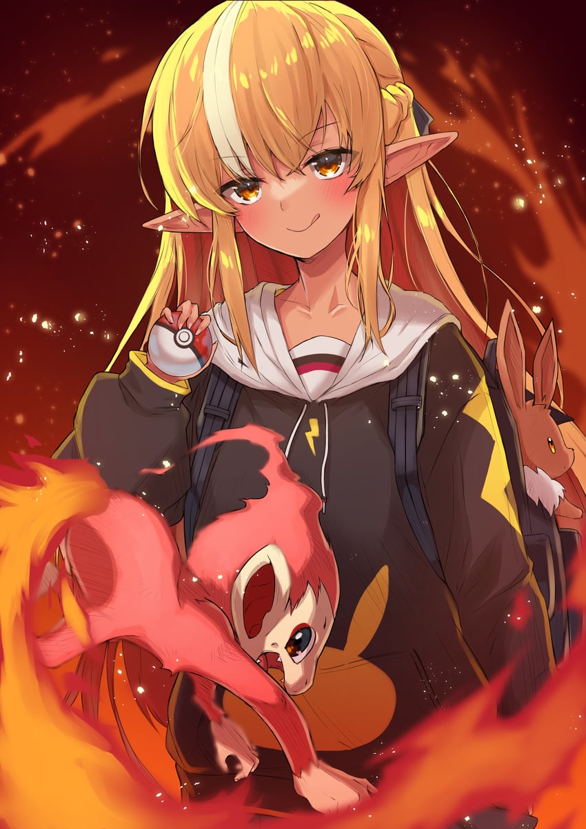 dawn, eevee, shiranui flare, and chimchar (pokemon and 2 more) drawn by ral_(ralf)