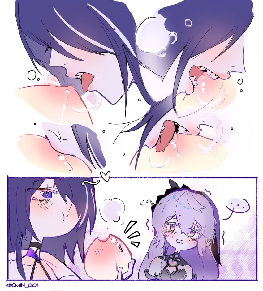 acheron and black swan (honkai and 1 more) drawn by cmin_001