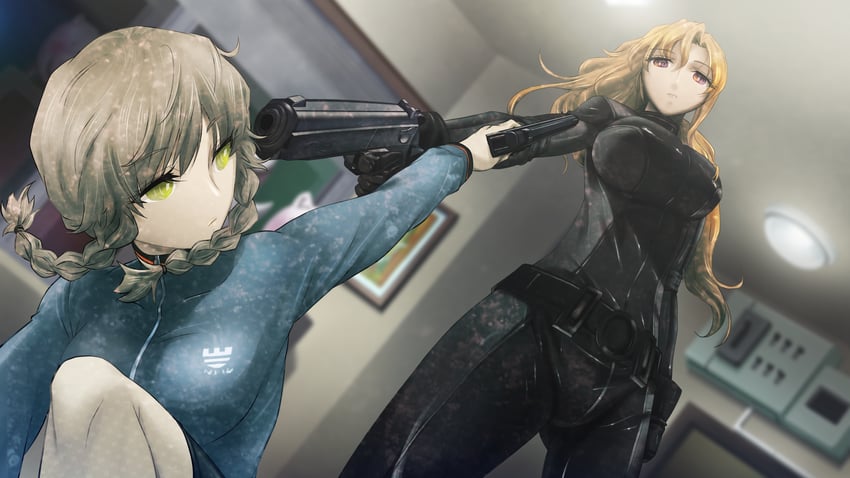 amane suzuha and kiryuu moeka (steins;gate) drawn by huke