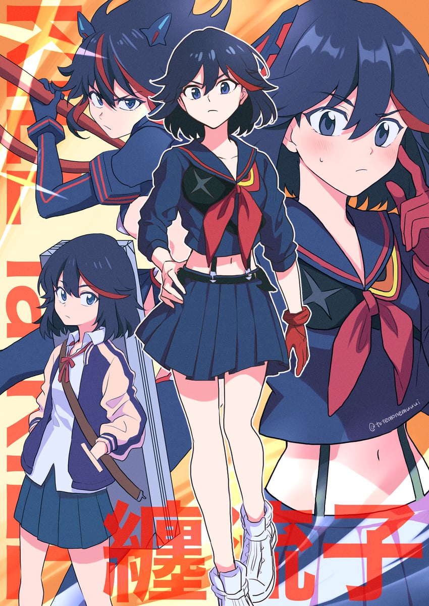 matoi ryuuko and senketsu (kill la kill) drawn by totemonemuuui