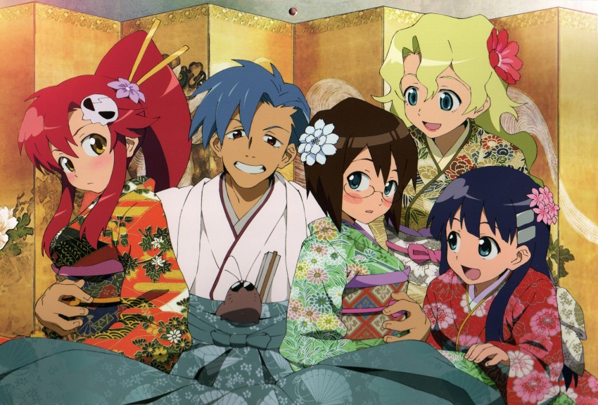 yoko littner, kamina, boota, kiyal bachika, kinon bachika, and 1 more (tengen toppa gurren lagann)