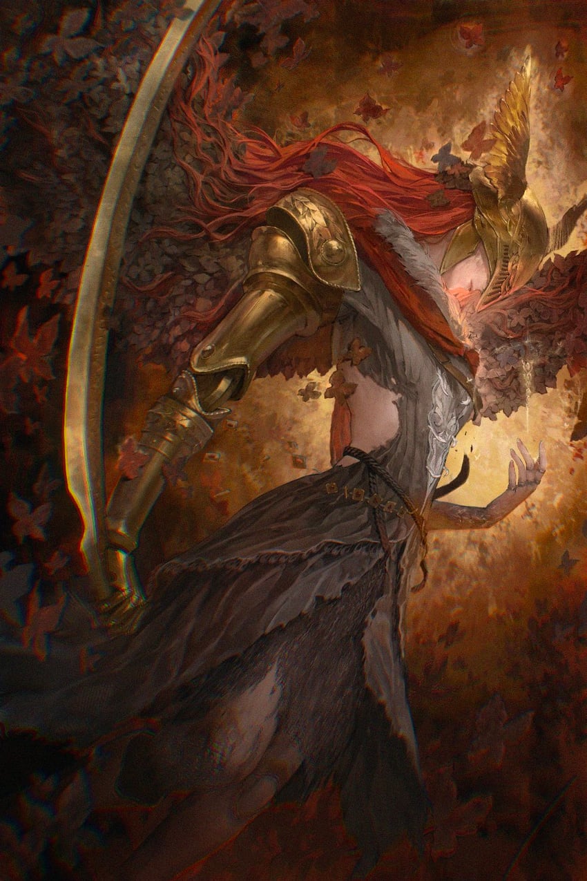 malenia blade of miquella and malenia goddess of rot (elden ring) drawn by daeraeband