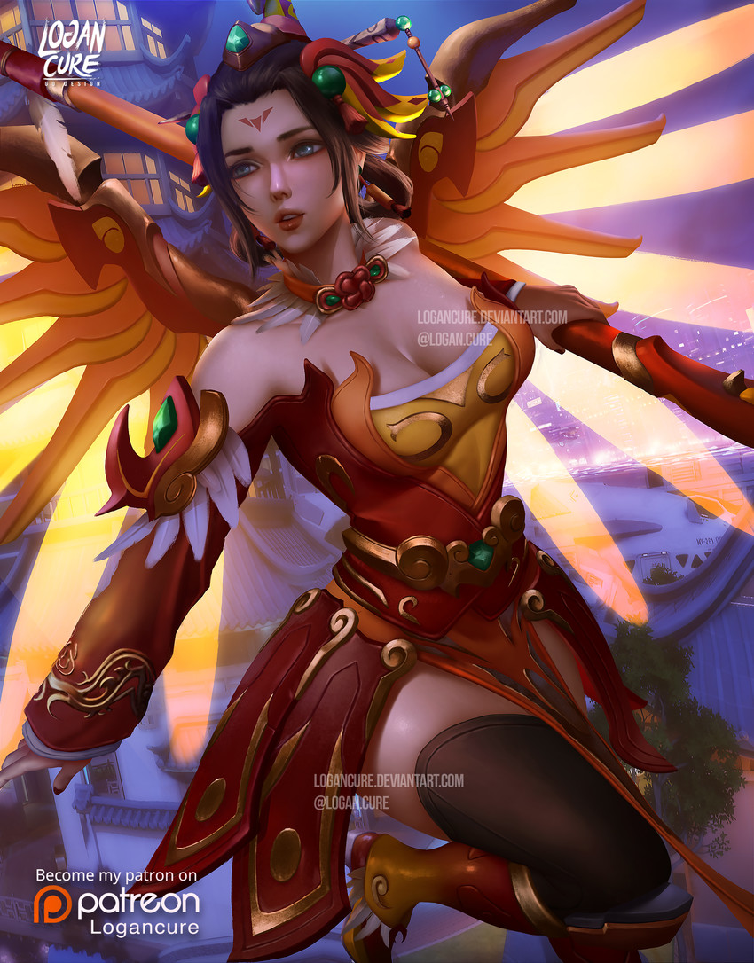 mercy and zhuque mercy (overwatch and 1 more) drawn by logan_cure