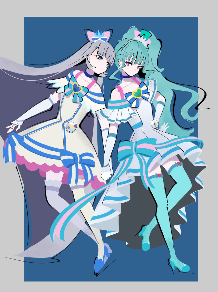 nekoyashiki yuki, nekoyashiki mayu, cure nyammy, and cure lillian (precure and 1 more) drawn by madofuki