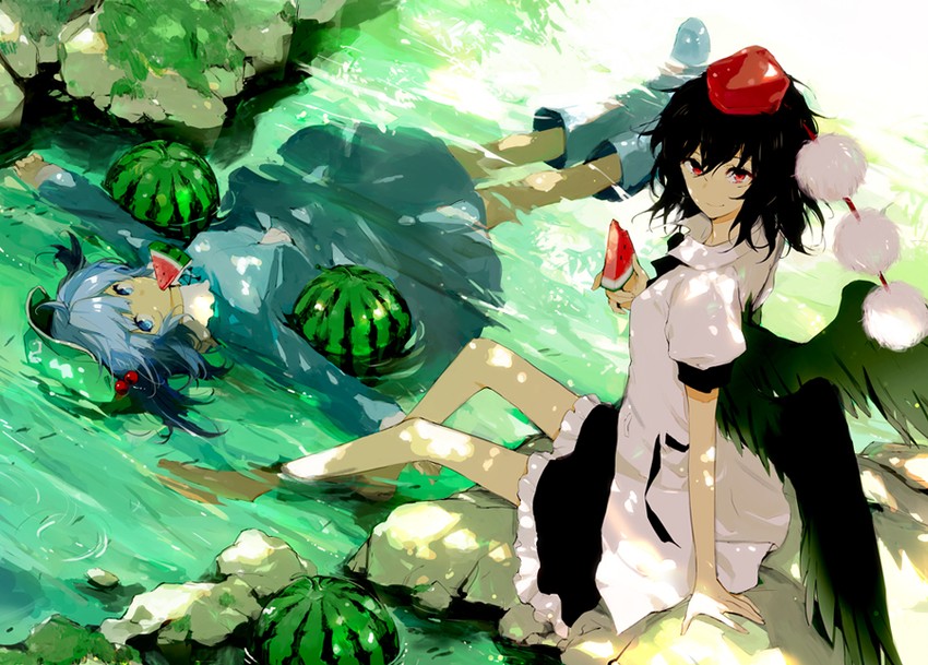 shameimaru aya and kawashiro nitori (touhou) drawn by minakata_sunao