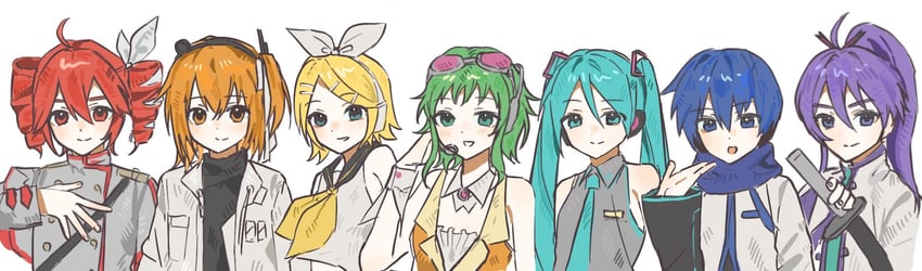 hatsune miku, kagamine rin, kasane teto, kaito, adachi rei, and 2 more (vocaloid and 3 more) drawn by eoldang1