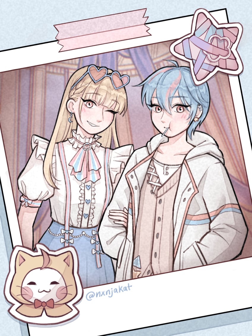 momo, dada, and bebe (nikki and 1 more) drawn by nxnjakat