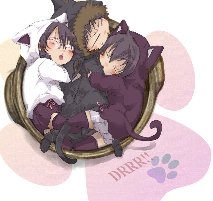 orihara izaya, orihara mairu, and orihara kururi (durarara!!) drawn by katarimonoshi