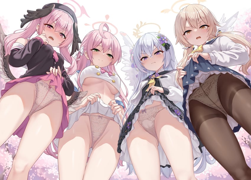 koharu, hanako, hifumi, and azusa (blue archive and 1 more) drawn by milkshakework
