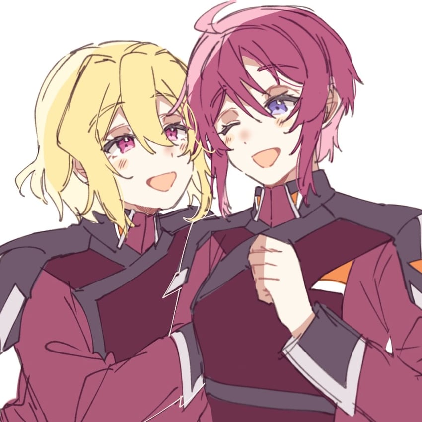 lunamaria hawke and stellar loussier (gundam and 2 more) drawn by er1ji6ou2004