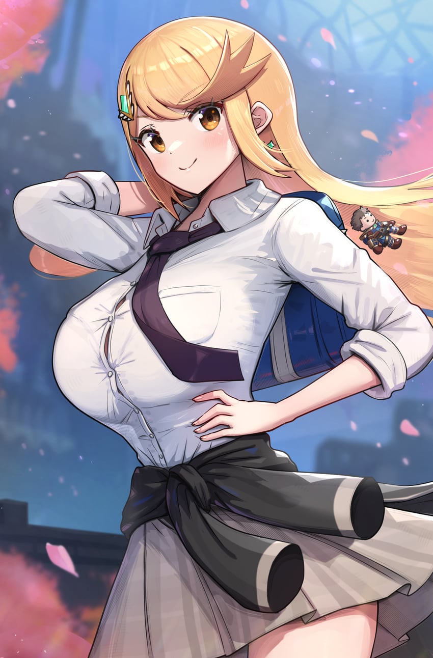 mythra and rex (xenoblade chronicles and 2 more) drawn by gonzarez