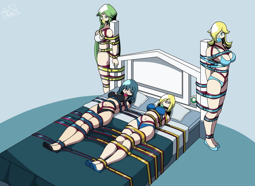 samus aran, female byleth, rosalina, and palutena (fire emblem and 6 more) drawn by aceliuszid