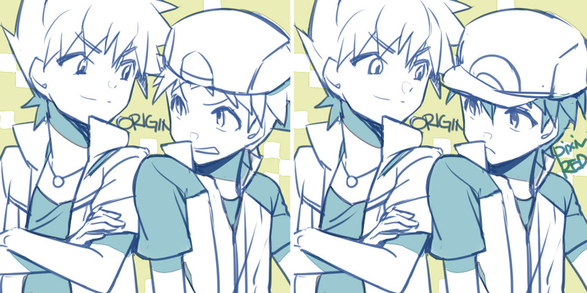 red and blue oak (pokemon and 2 more) drawn by jaenbba
