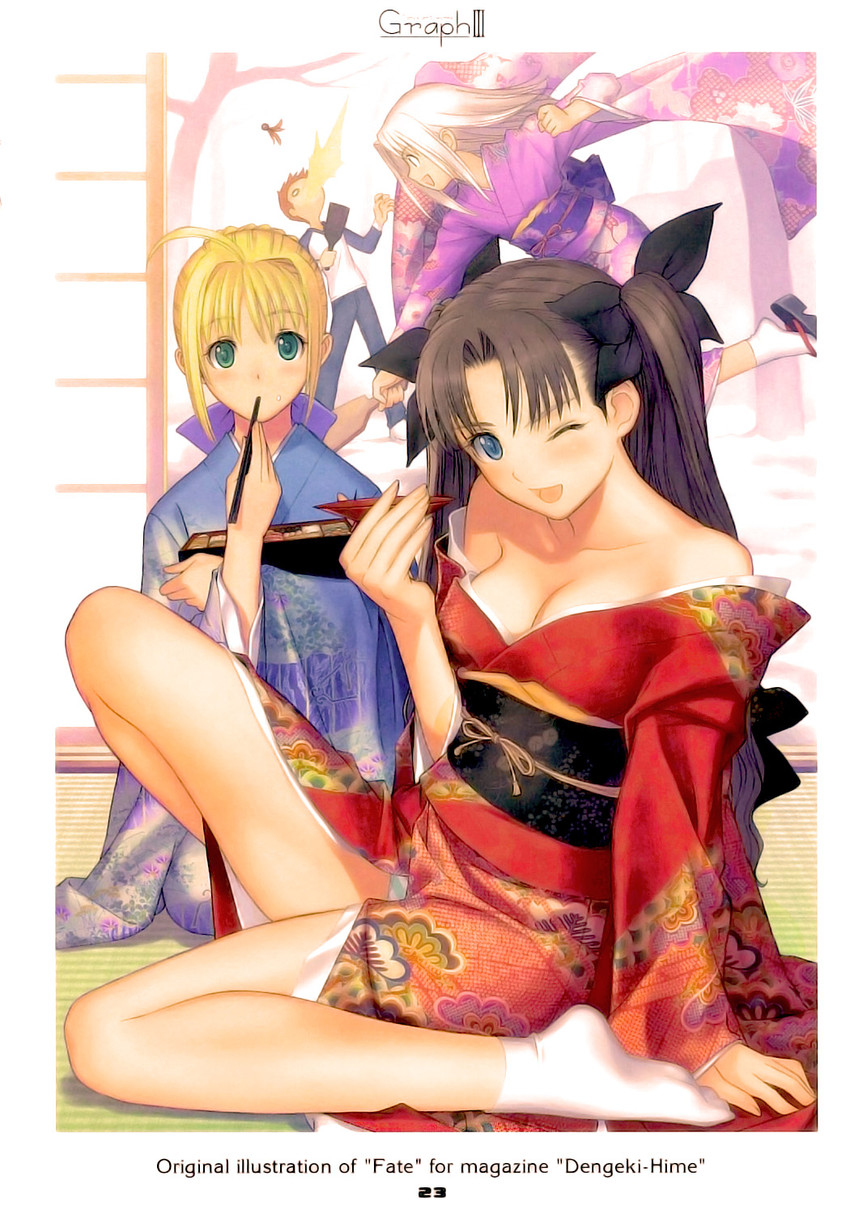artoria pendragon, saber, tohsaka rin, illyasviel von einzbern, and emiya shirou (fate and 1 more) drawn by tony_taka