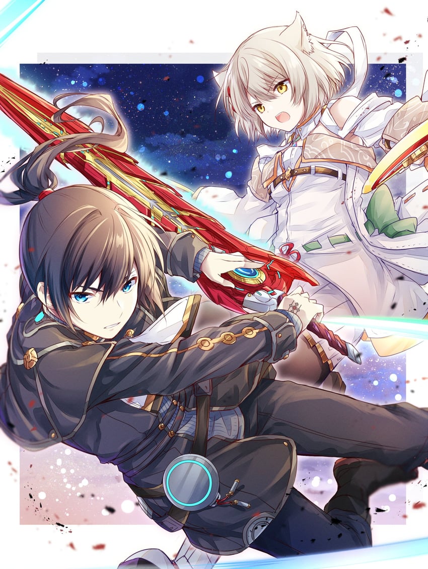 mio and noah (xenoblade chronicles and 1 more) drawn by ui_frara