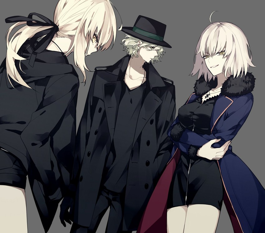 artoria pendragon, jeanne d'arc alter, saber alter, and edmond dantes (fate and 1 more) drawn by syubare