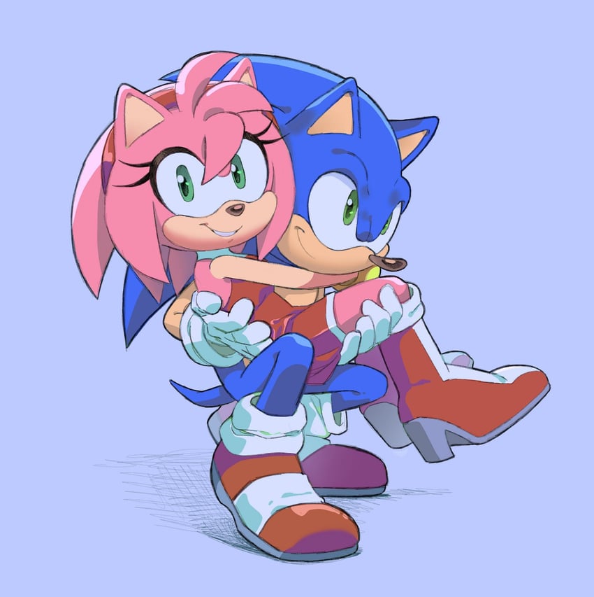 sonic the hedgehog and amy rose (sonic) drawn by shira-hedgie
