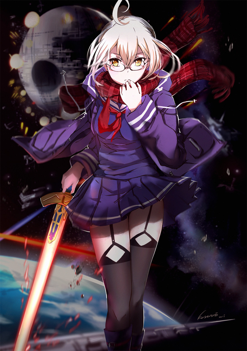 artoria pendragon and mysterious heroine x alter (fate and 2 more) drawn by kosumi