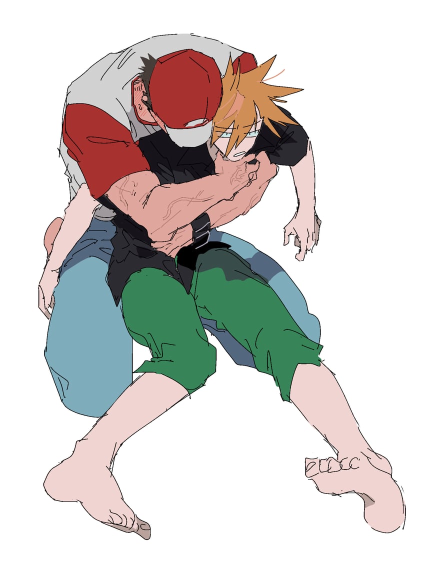 red and blue oak (pokemon and 1 more) drawn by sekai_ha_sekai