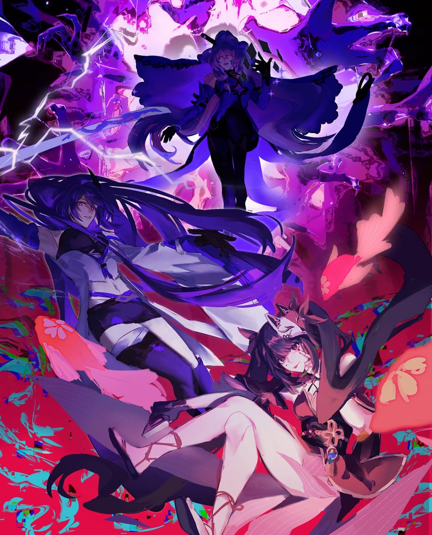 acheron, sparkle, and black swan (honkai and 1 more) drawn by wswm-510