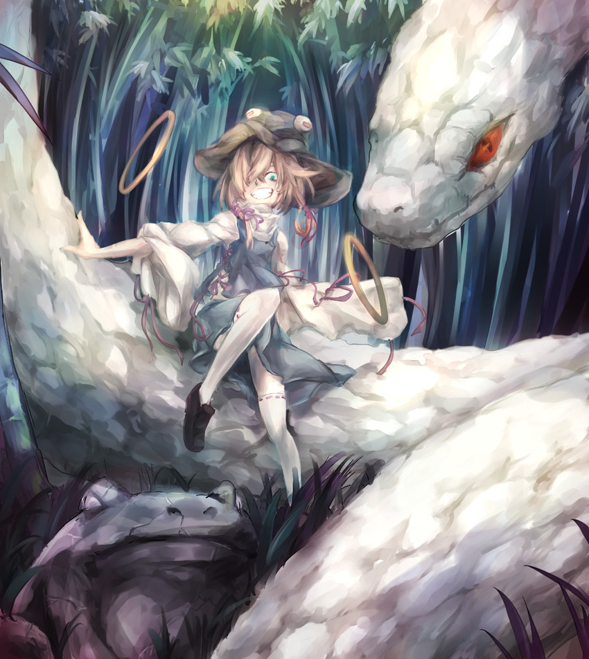 moriya suwako and mishaguji (touhou) drawn by chong_(wjzcy6688)