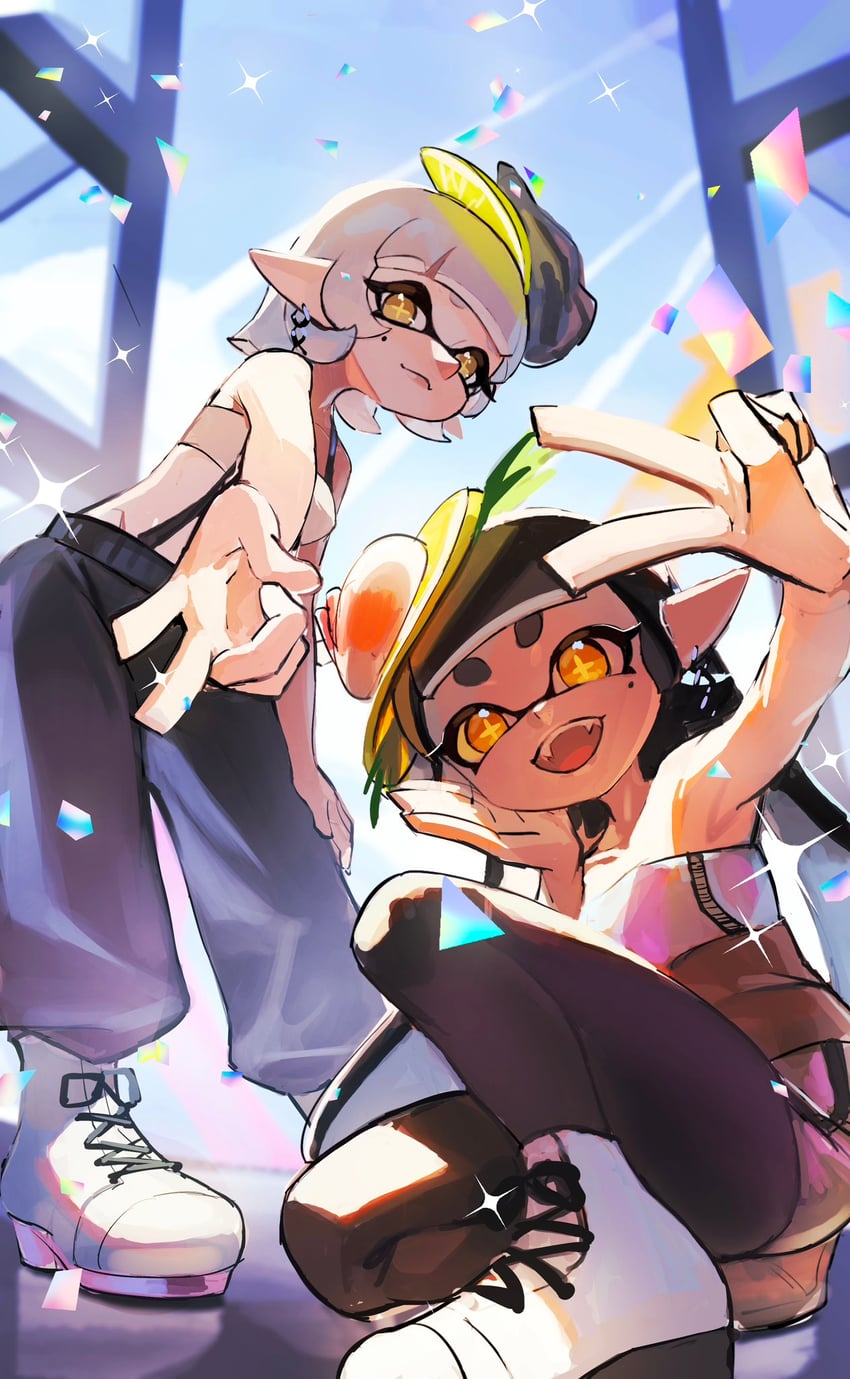 callie and marie (splatoon and 1 more) drawn by nomu_(29_nom)