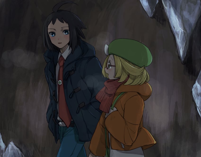 bianca and cheren (pokemon and 1 more) drawn by yo_mo
