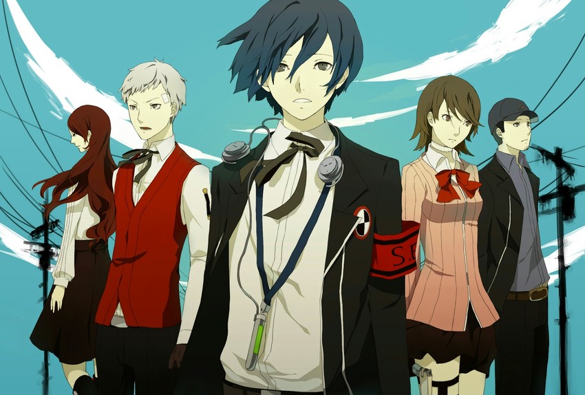 yuuki makoto, takeba yukari, kirijou mitsuru, sanada akihiko, and iori junpei (persona and 1 more) drawn by tamu_(tamurarucaffe1226)