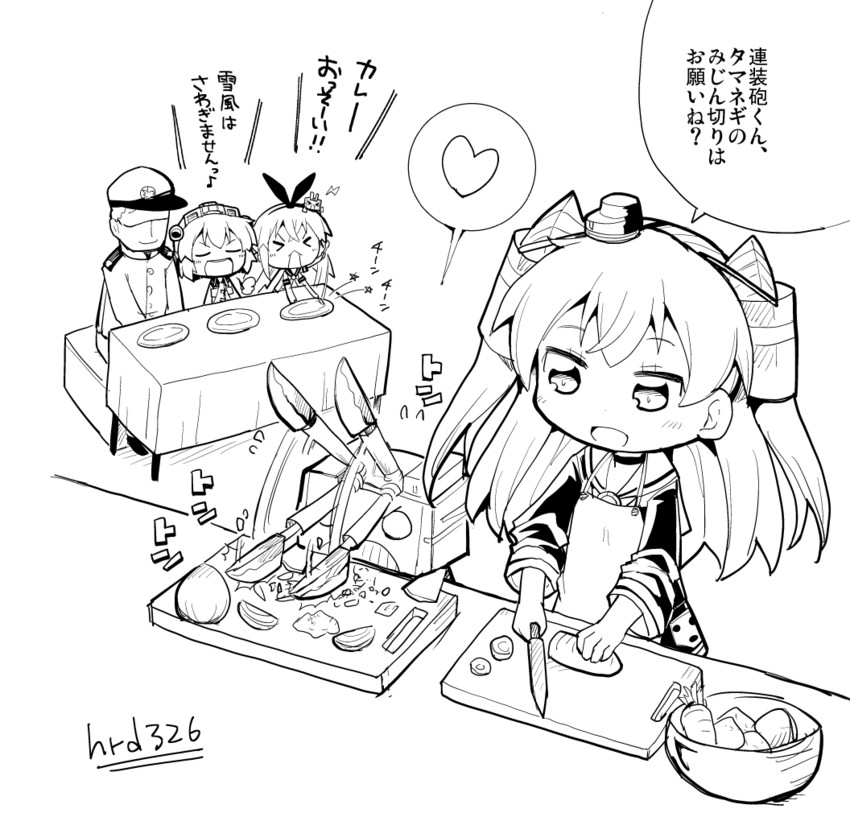 admiral, shimakaze, amatsukaze, yukikaze, rensouhou-chan, and 1 more (kantai collection) drawn by herada_mitsuru