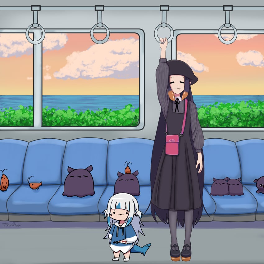 gawr gura, ninomae ina'nis, takodachi, ebi-chan, and smol gura (hololive and 1 more) drawn by torororose