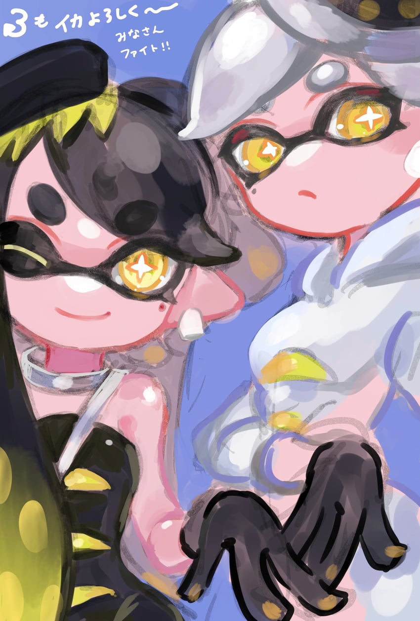 callie and marie (splatoon and 1 more) drawn by plum0o0