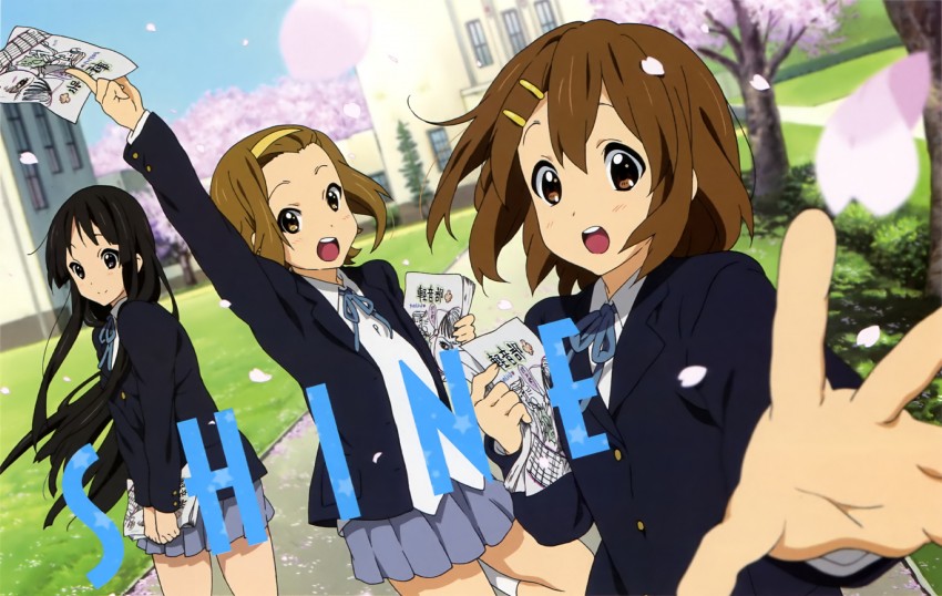 akiyama mio, hirasawa yui, and tainaka ritsu (k-on! and 1 more) drawn by muta_ryouhei