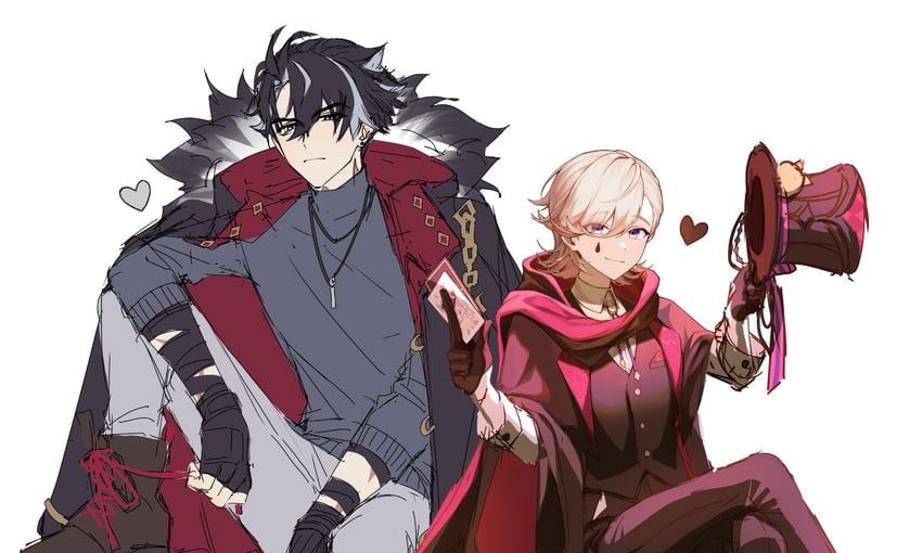 wriothesley and lyney (genshin impact) drawn by ice_s_s_z