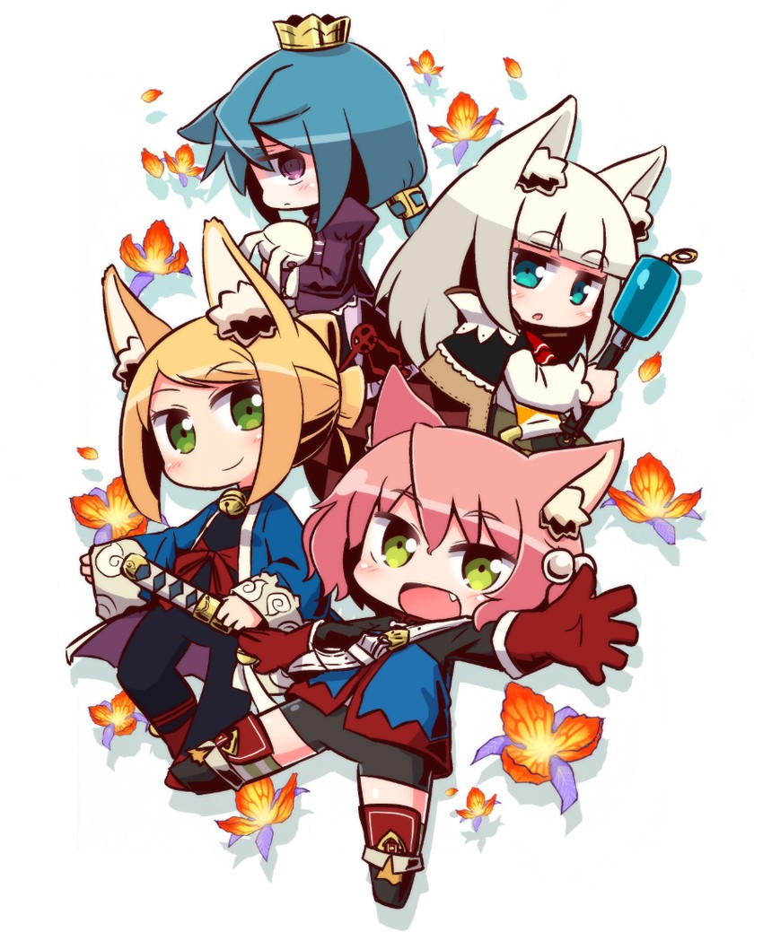 fighter, harukara, samurai, princess, momomeno, and 3 more (7th dragon) drawn by naga_u