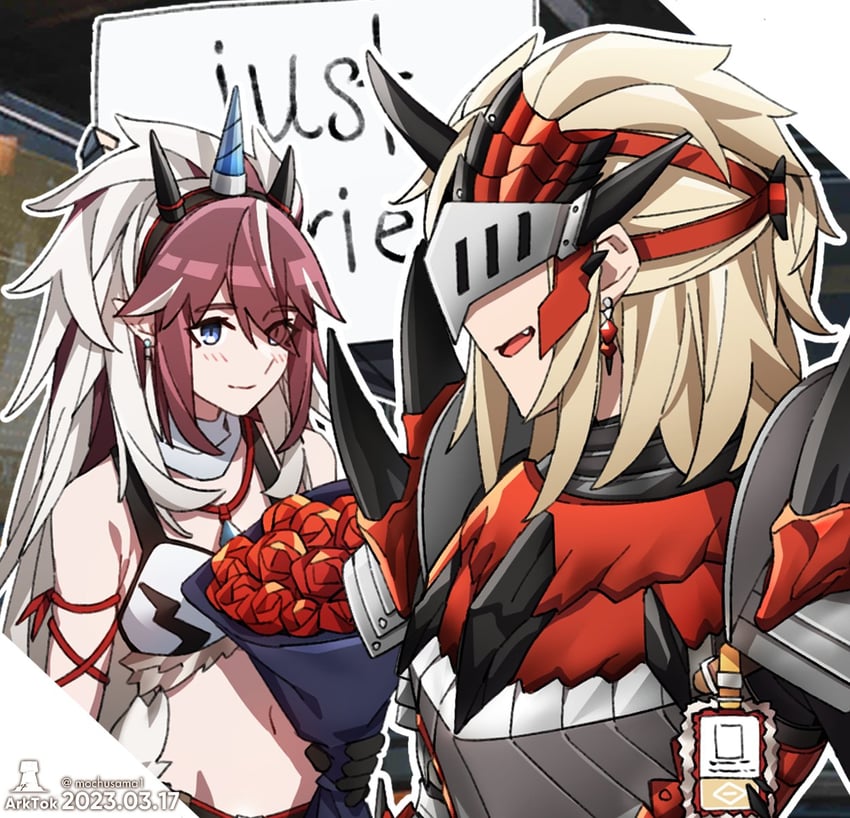 yato, kirin r yato, noir corne, and rathalos s noir corne (arknights and 1 more) drawn by mochusama
