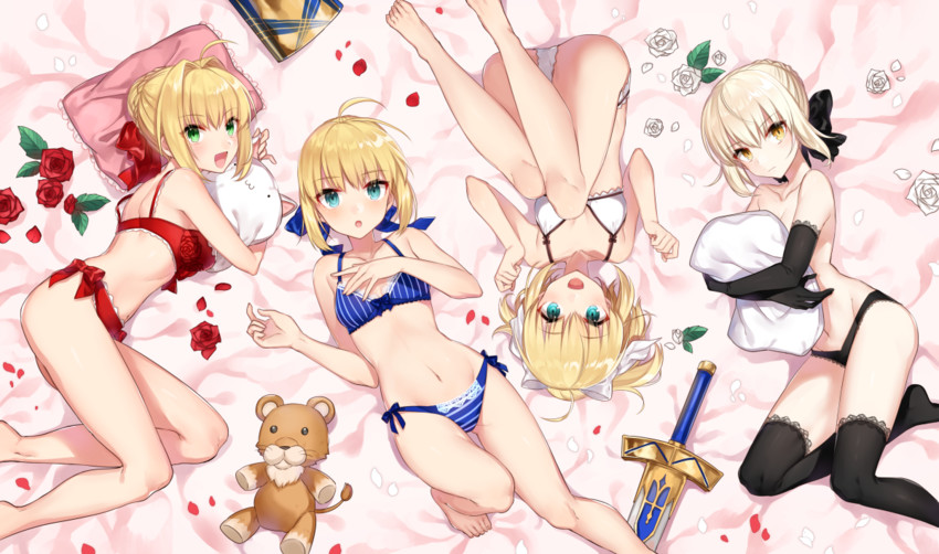 artoria pendragon, saber, nero claudius, saber alter, and saber lily (fate and 3 more) drawn by shirako_miso