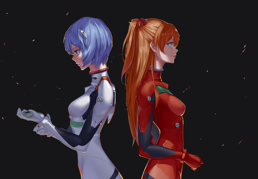 souryuu asuka langley and ayanami rei (neon genesis evangelion) drawn by takamitsu-kun